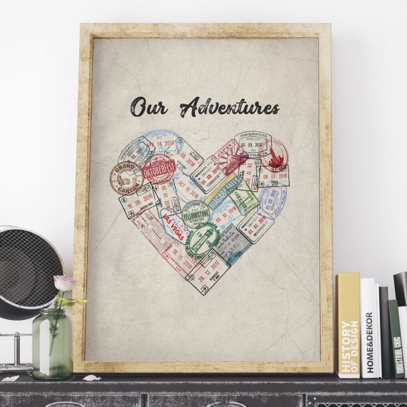 Passport Stamp Heart Personalized Poster