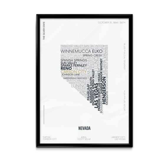 Nevada Typography Map Poster